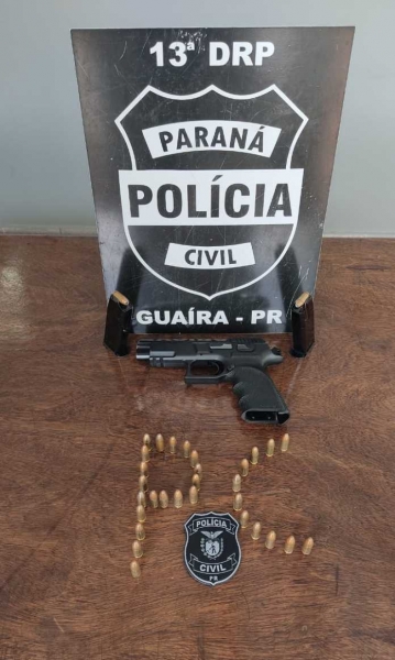 Polícia Civil apreende pistola, carregadores e munições em Guaíra